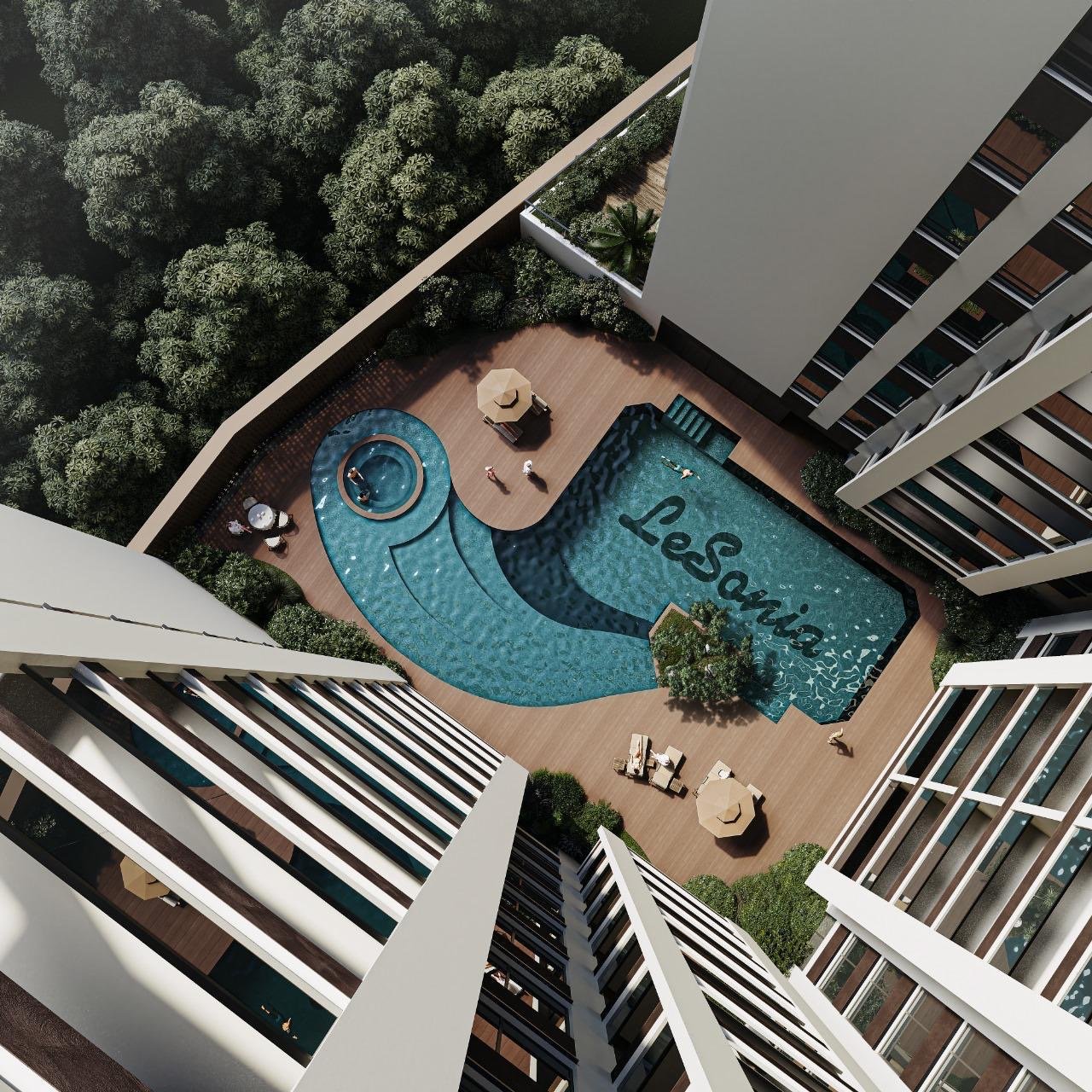 1 bedroom apartments for sale in kileleshwa | lesonia swimming pool top view