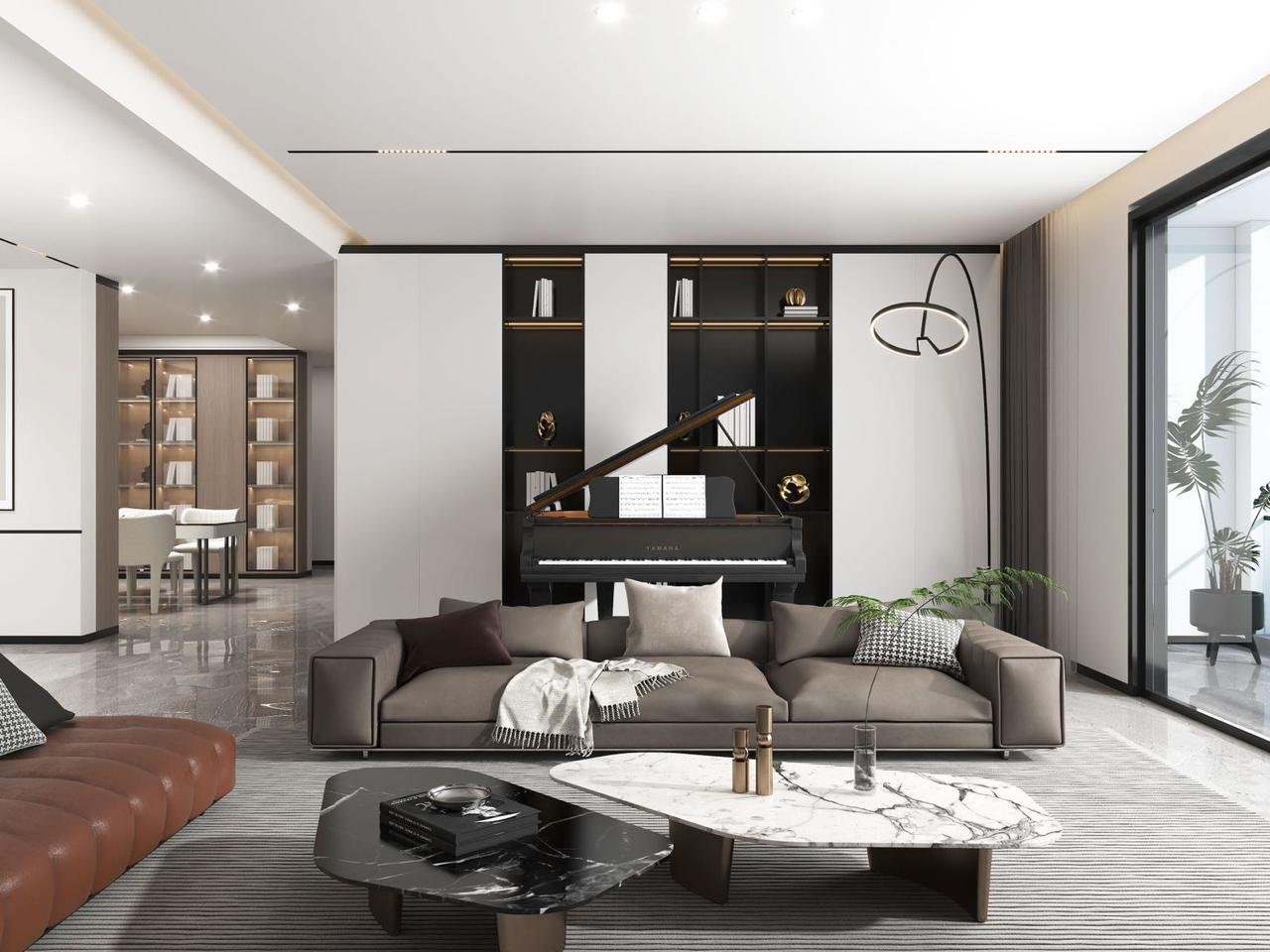 Living room front view in crystal oak apartments