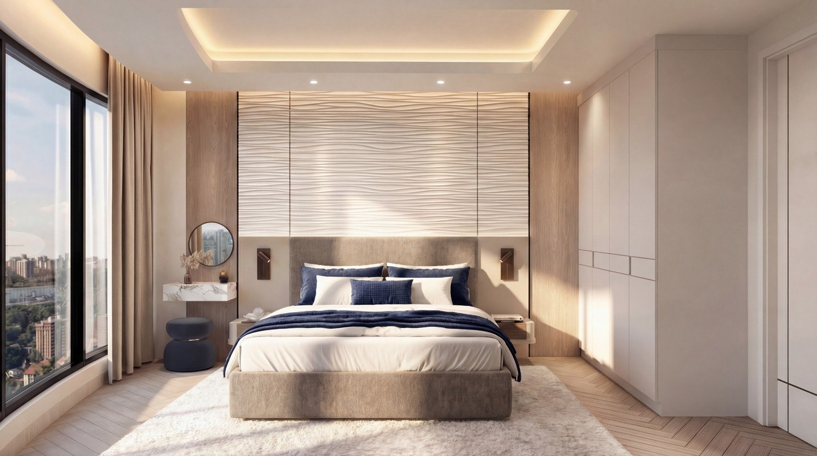 Cheval apartments in riverside master bedroom