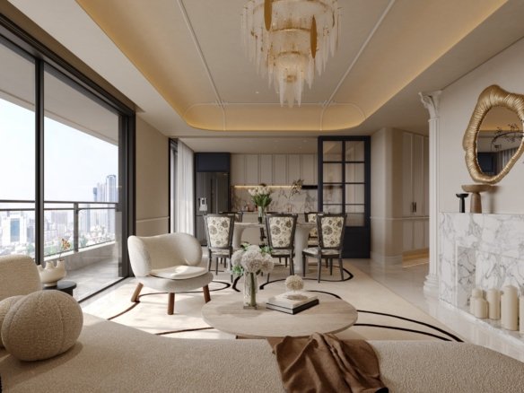 living room side view in Brookside Oak Apartments