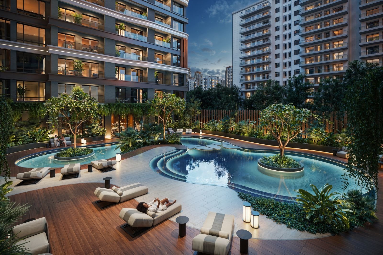 2 bedrooms at Ivy Park residences in kilimani courtyard relaxation area
