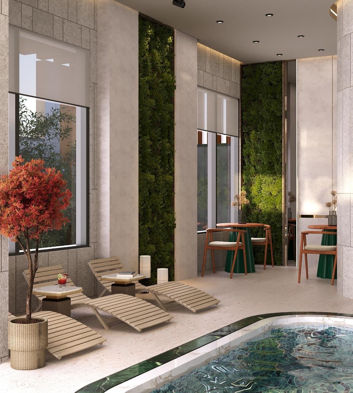 Stylish Pool Loungers Of 1 Bedrooms At Fountain Residences In Kilimani