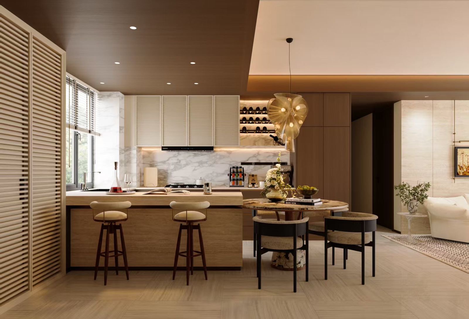 High End Kitchen And Dining Area Of 3 Bedrooms At Belgravia Place Apartments In Kileleshwa