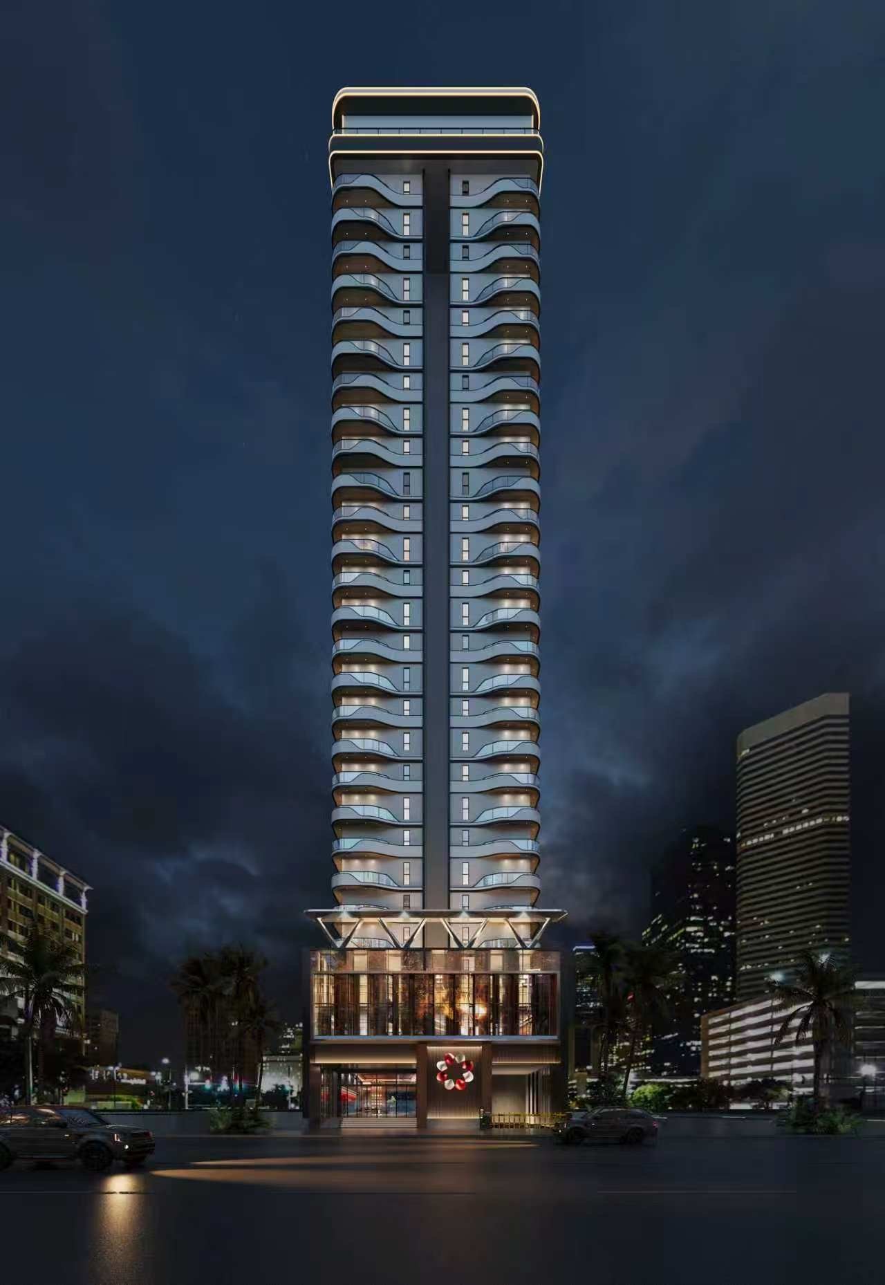 1 bedrooms At Serene Boutique Residency In Kilimani Night time exterior Front view