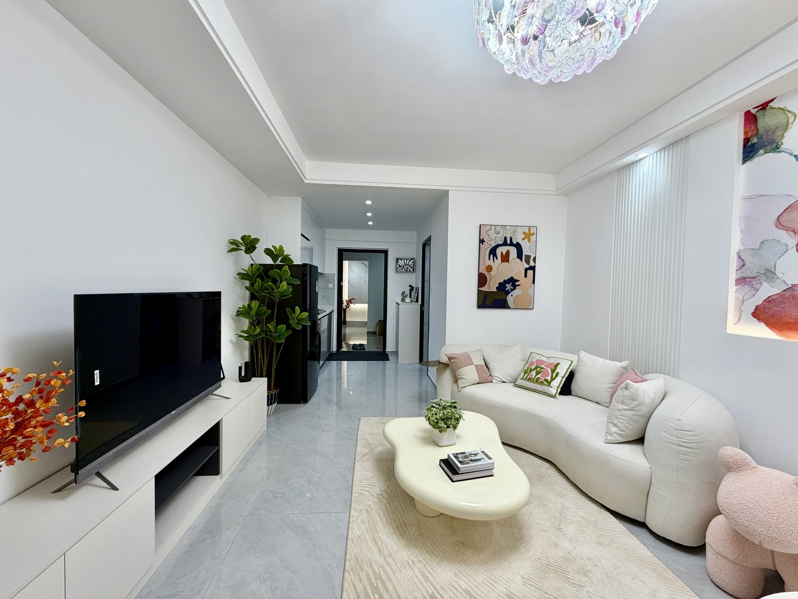 Studio Living Room And Tv At Modern City Apartments In Kilimani