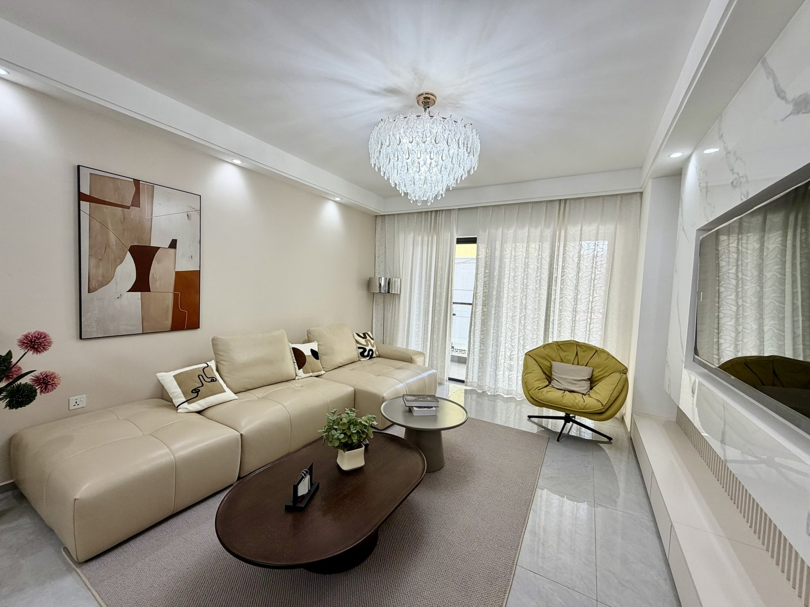 Living room And Tv Of 3 Bedrooms At Modern City Apartments In Kilimani