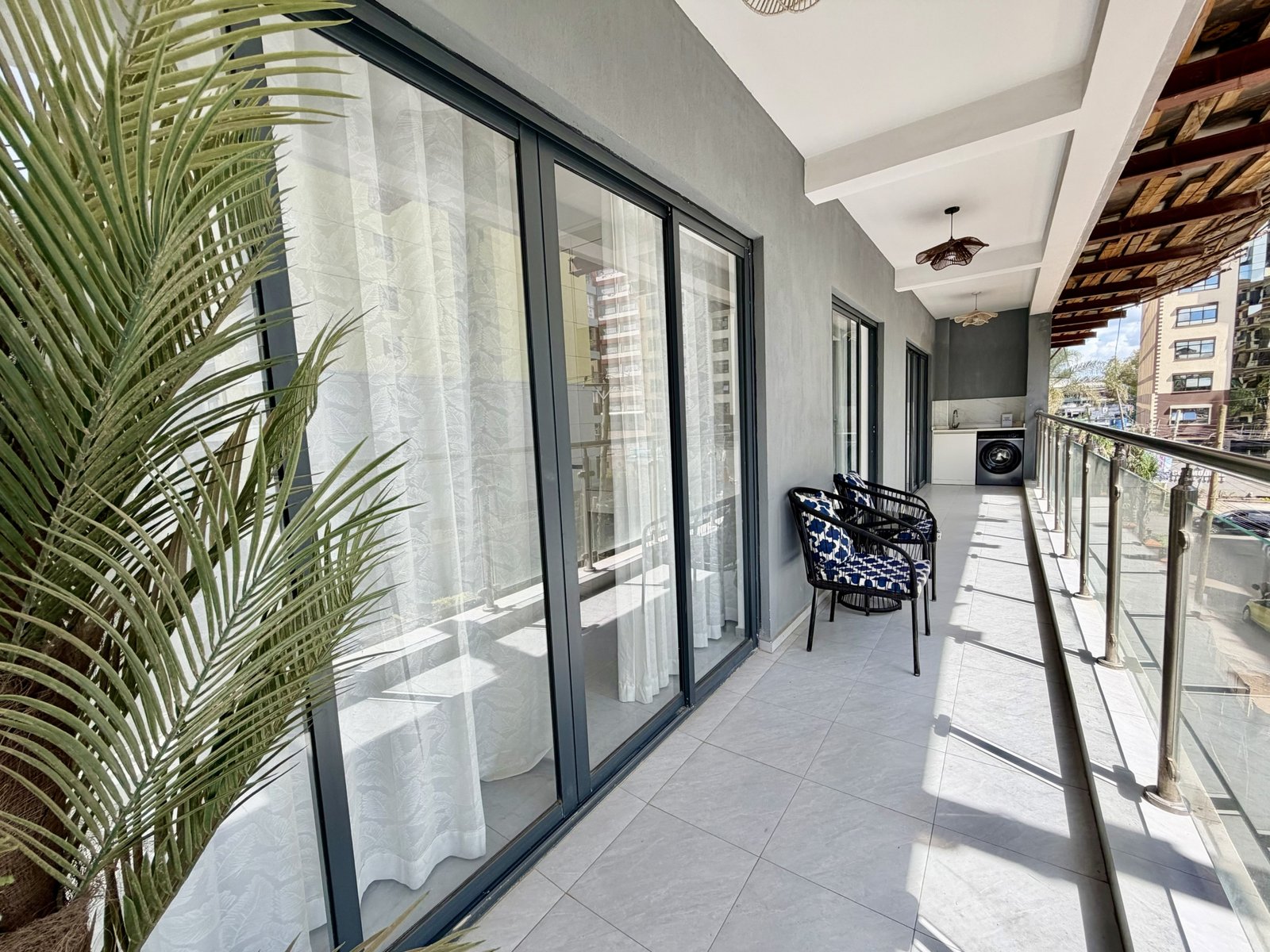 Balcony And Laundry Area Of 3 Bedrooms At Modern City Apartments In Kilimani