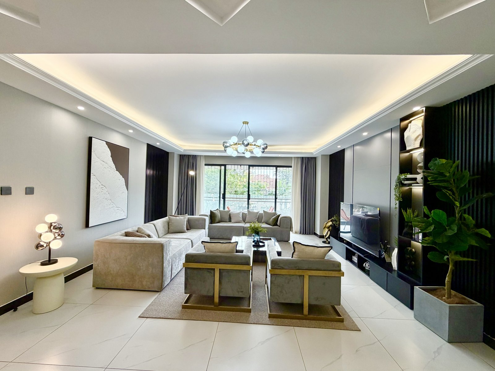 Modern Living roomOf 4 bedrooms At Venus Oak Residency In Kileleshwa