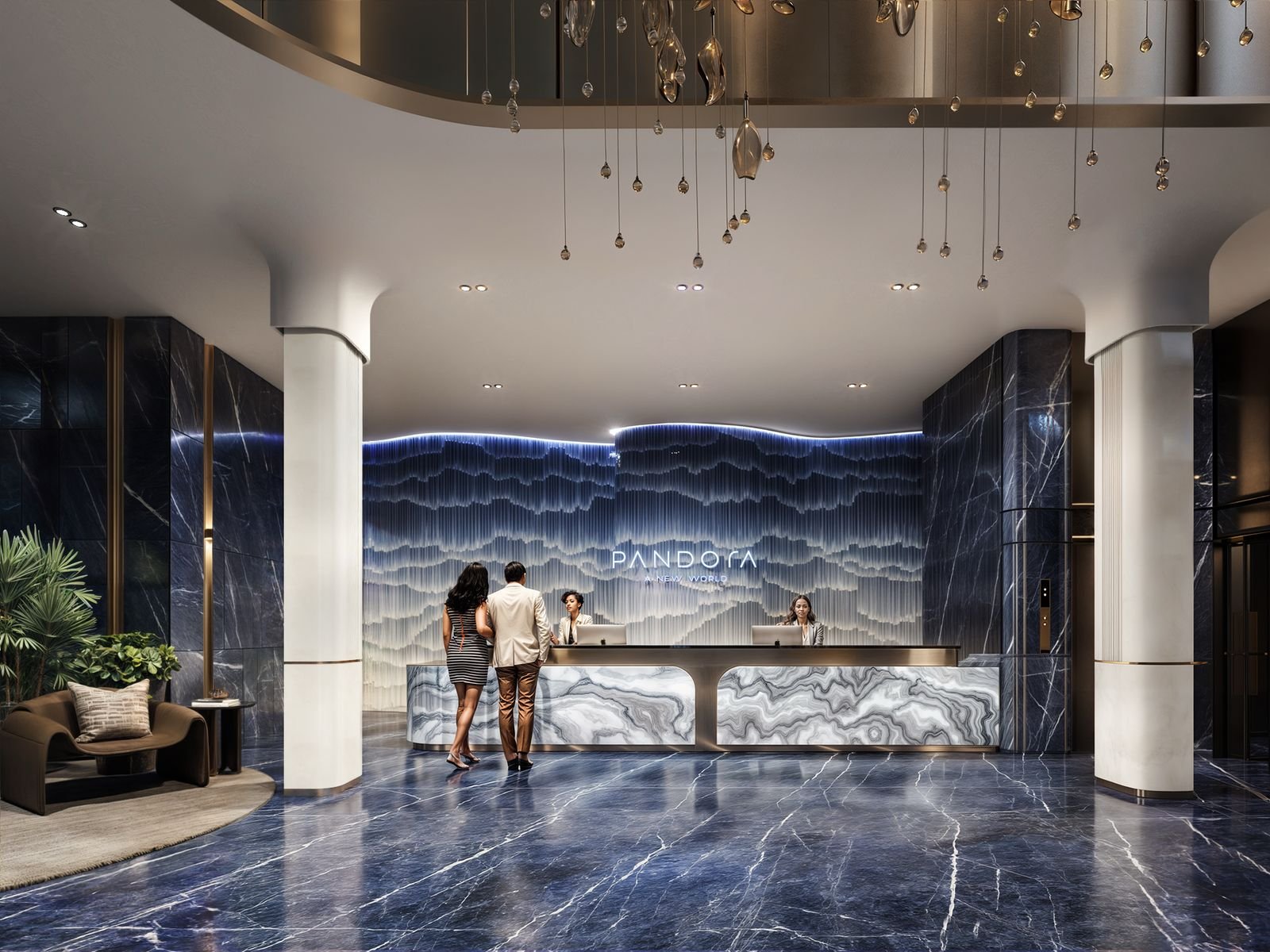 Hotel Styled Reception Lobby at pandora apartments in westlands