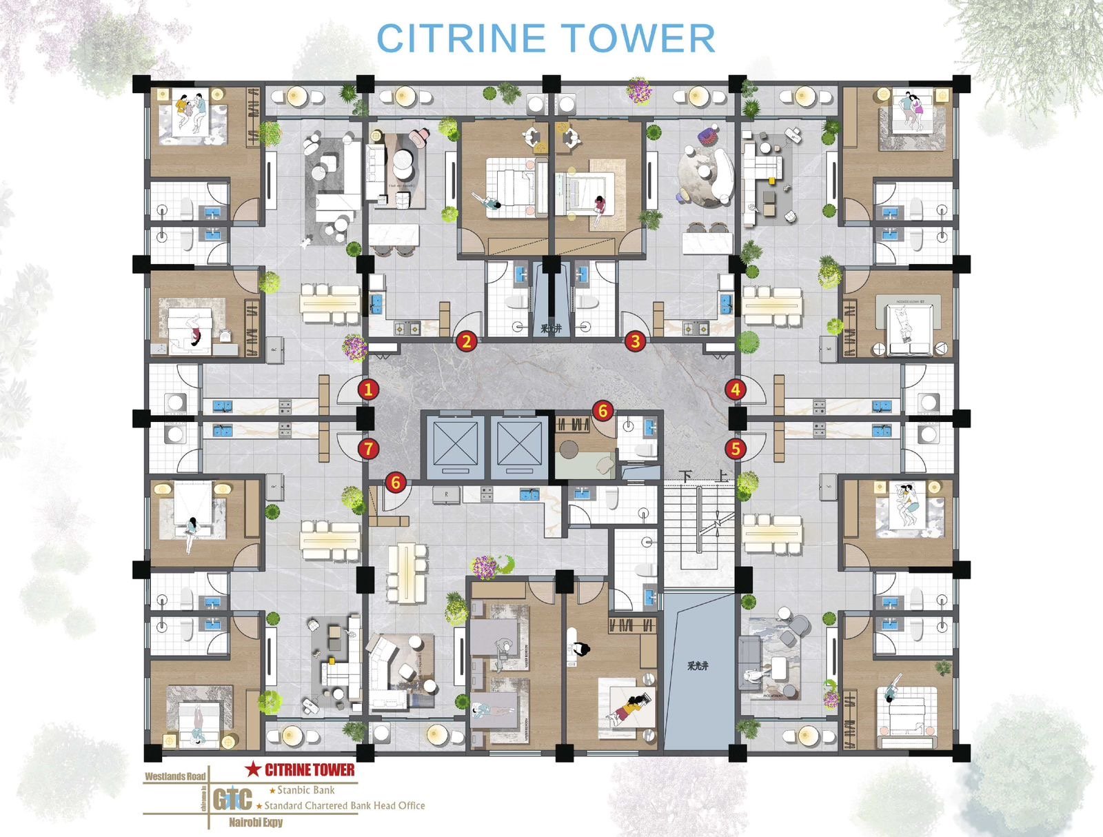 Lay Out Of 2 Bedrooms At Citrine Tower Apartments For Sale In Westlands