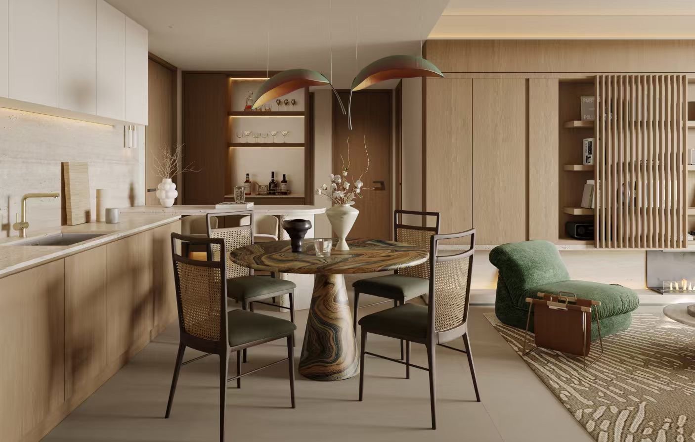 Elegant Dining And Kitchen Area Of 2 Bedrooms At Belgravia Place Apartments In Kileleshwa