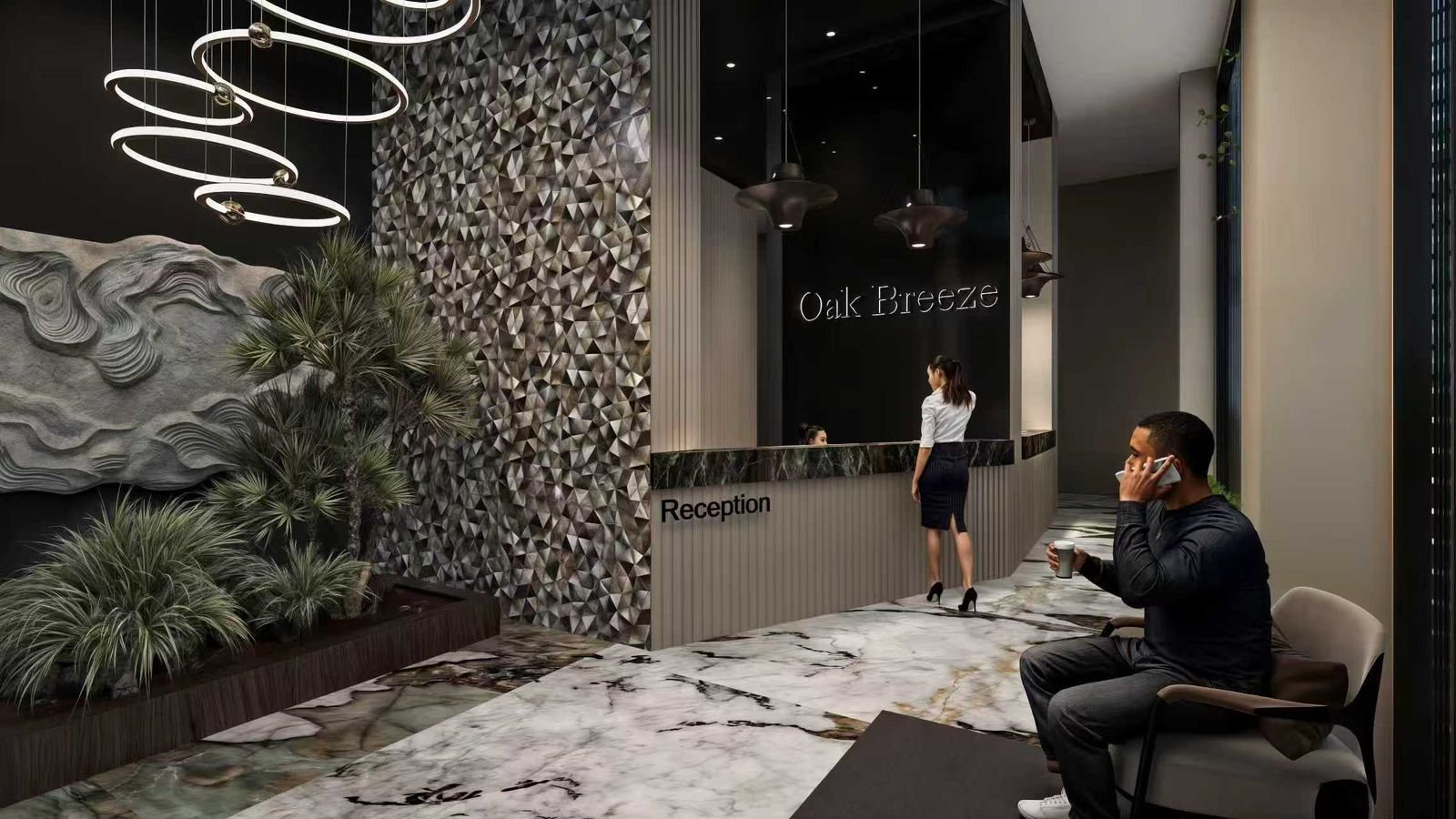 Modern Design Reception Lobby Of 2 Bedrooms At Oak Breeze Residency In Kilimani