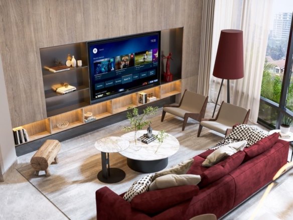 High end Living Room And Tv Area Of 2 Bedrooms At Fountain Residence In Kilimani
