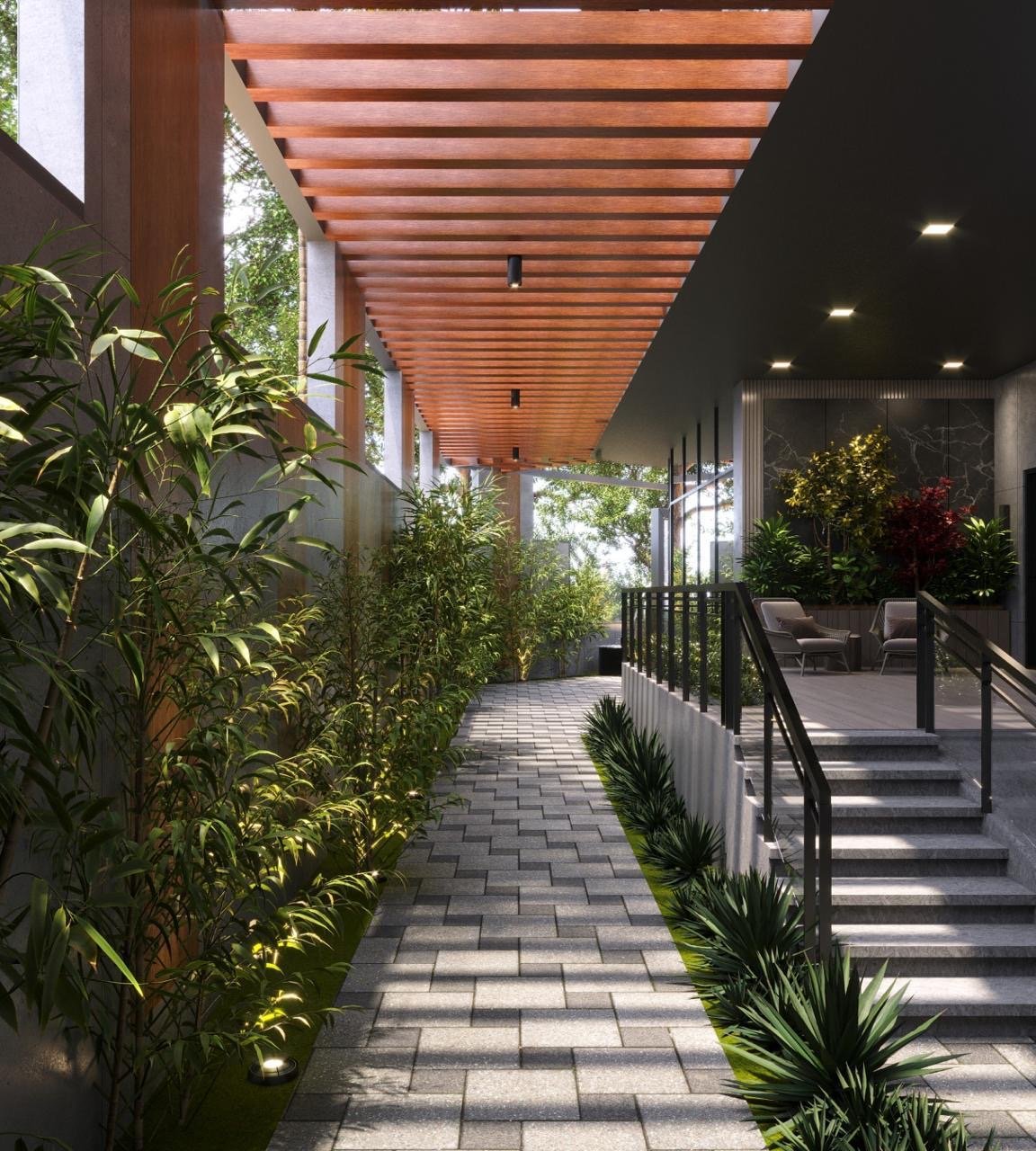 Serene Walk way Of 1 Bedrooms At Fountain Residences In Kilimani