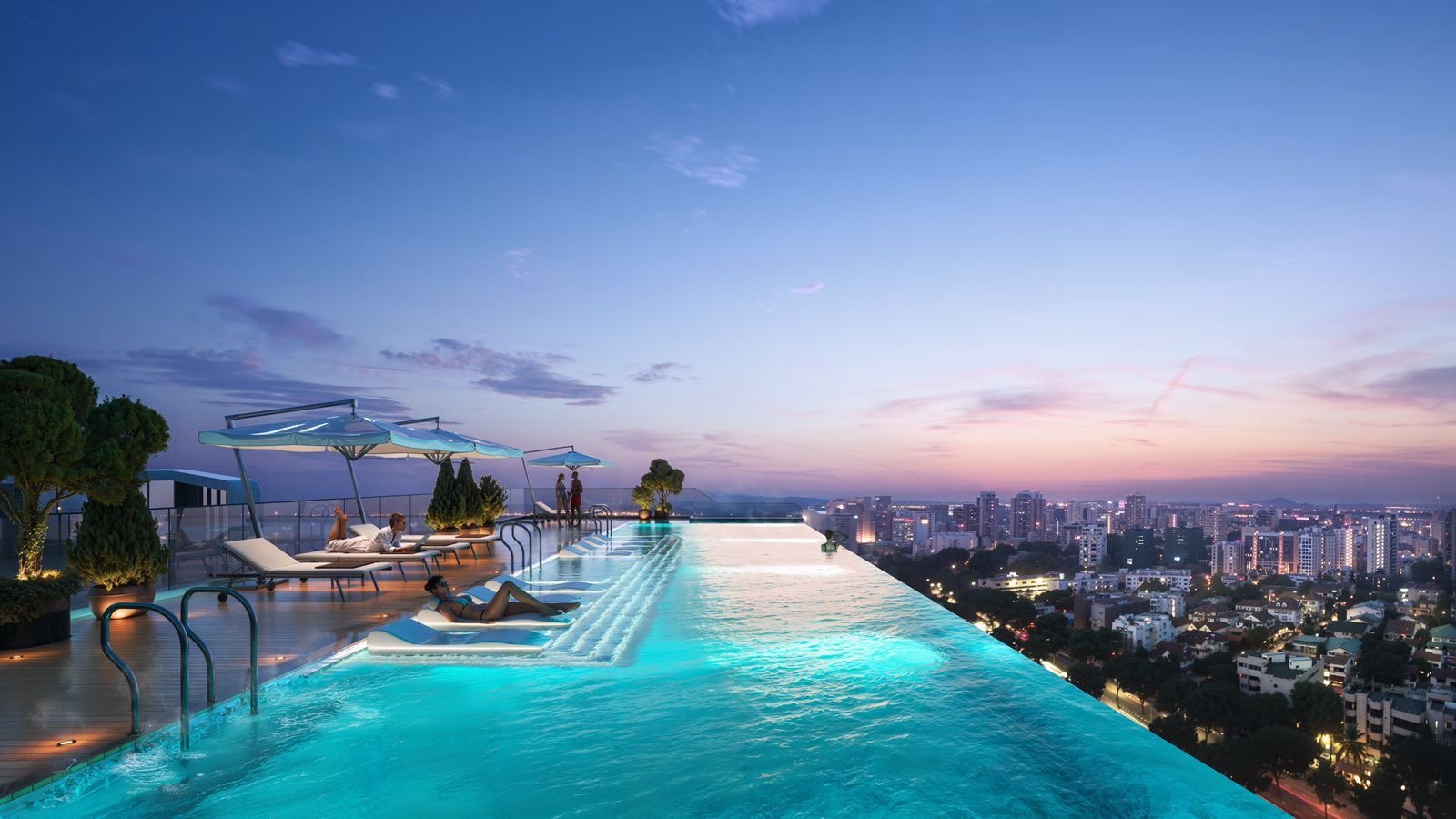 Roof top swimming pool at balkis residences apartments in riverside