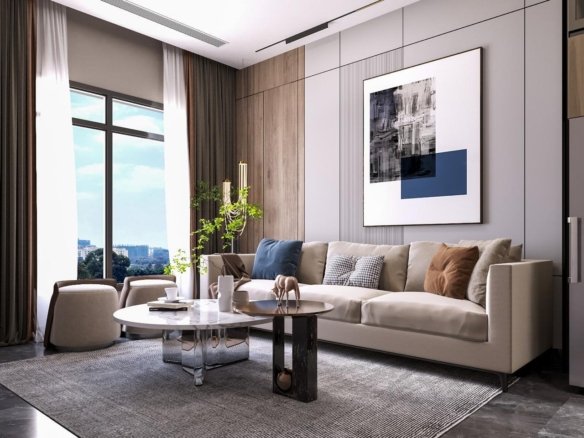 Spacious Living Room Area Of 1 Bedrooms At Fountain Residences In Kilimani