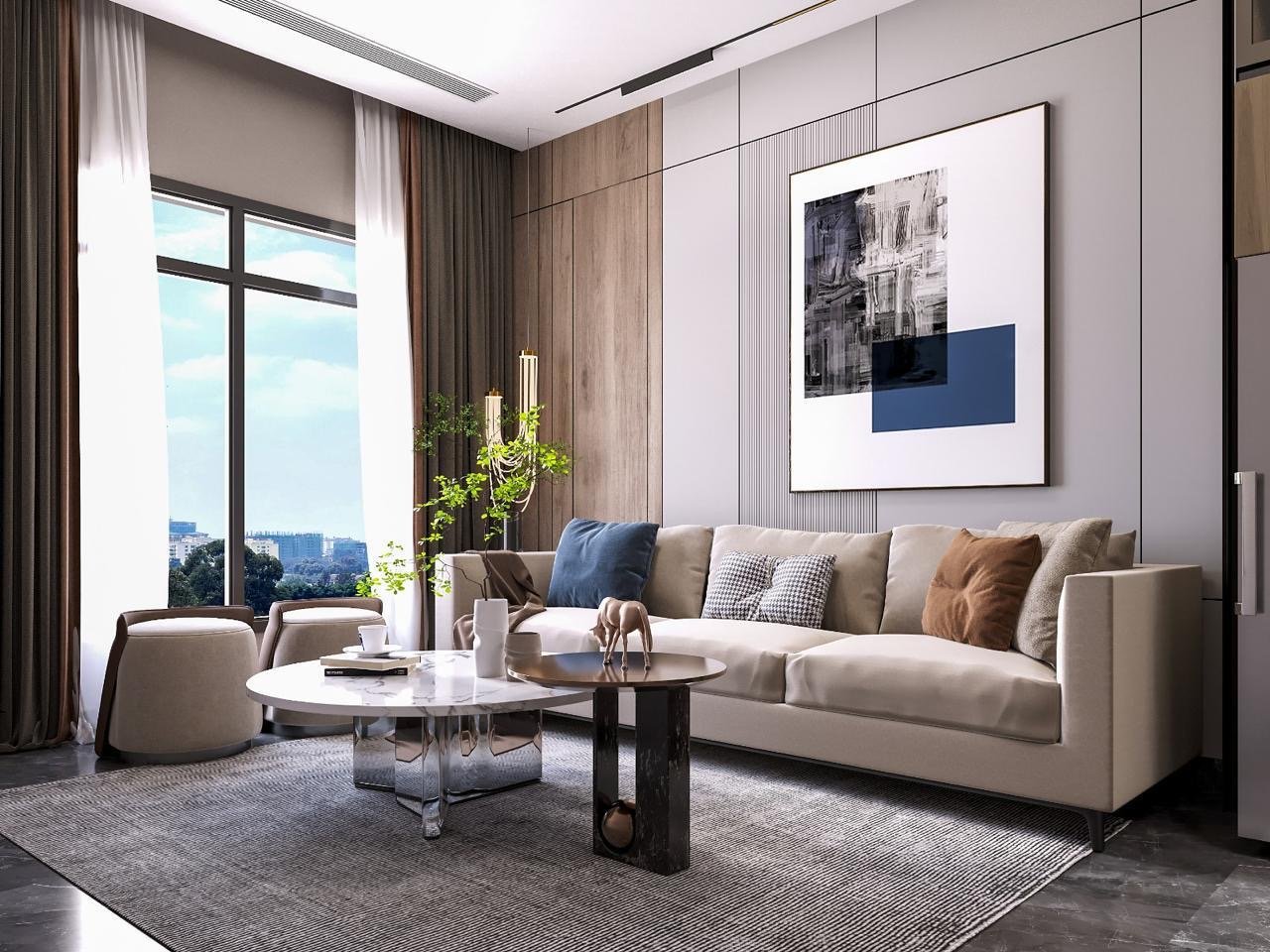 Living Room Area Of 1 Bedrooms At Fountain Residences In Kilimani