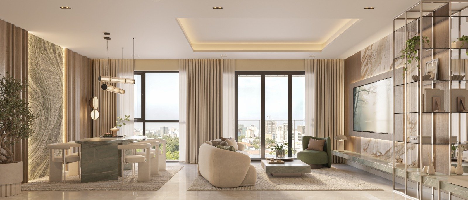 Spacious Living room Area of 4 Bedrooms At Seasons Apartments And Duplexes In Riverside