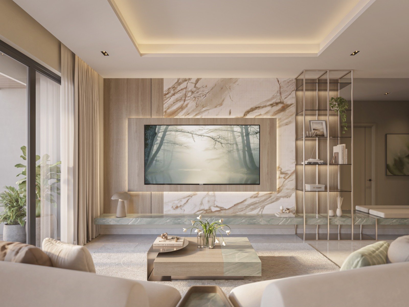 Luxurious Living room Area of 2 bedrooms At Seasons Apartments And Duplexes In Riverside