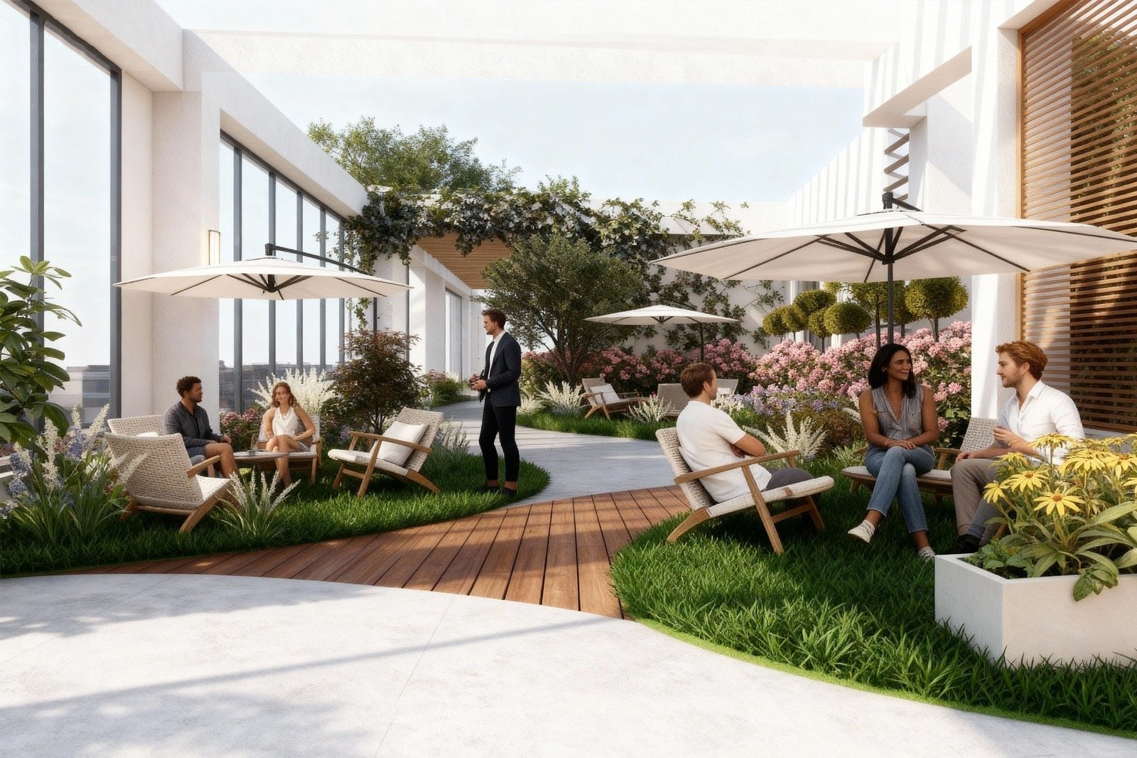 Expansive rooftop garden with city views At Lesto Residences In Westlands