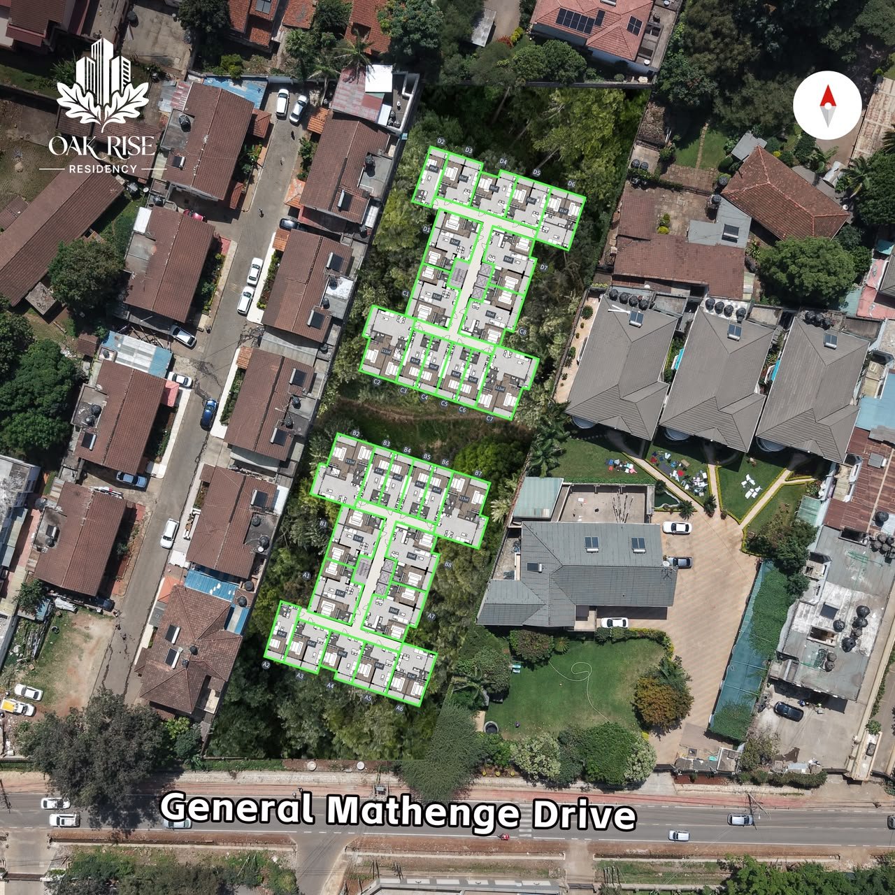 ariel view of Oak Rise Residency In Westlands