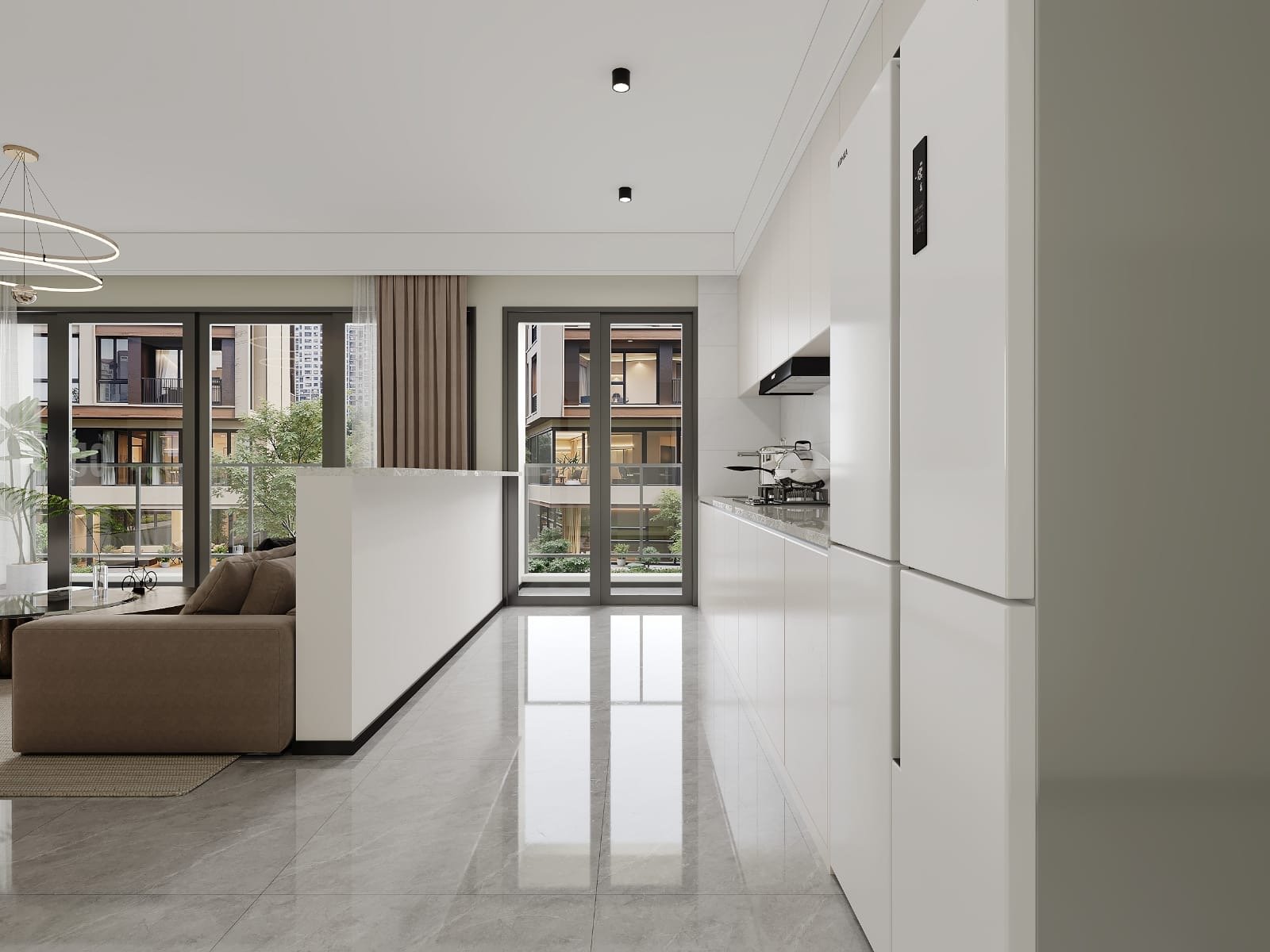 Kitchen Area side view Of 3 bedrooms at Maylan Park Residence In Kileleshwa