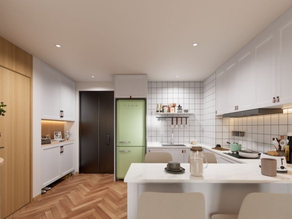 Well designed kitchen area of 3 Bedrooms At Mogotio Oasis Apartments In Westlands