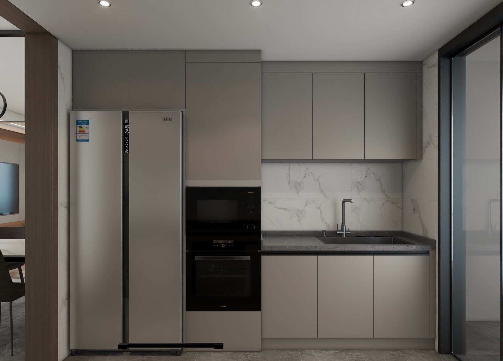 Modern Kitchen Area Of 2 Bedrooms At Lilydale Apartments In Riverside