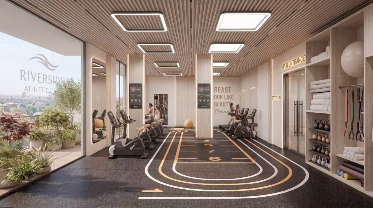 Gym area of 2 bedrooms at Riverside Times Apartments