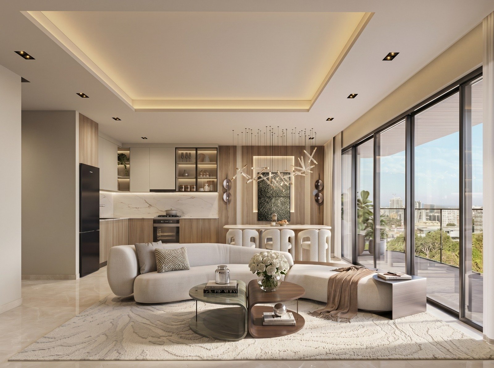 High End Living Room Area of 4 bedrooms At Seasons Apartments And Duplexes In Riverside