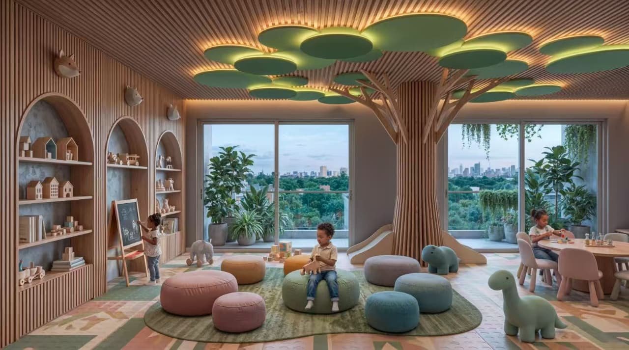 Kids play area at Riverside Times Apartments