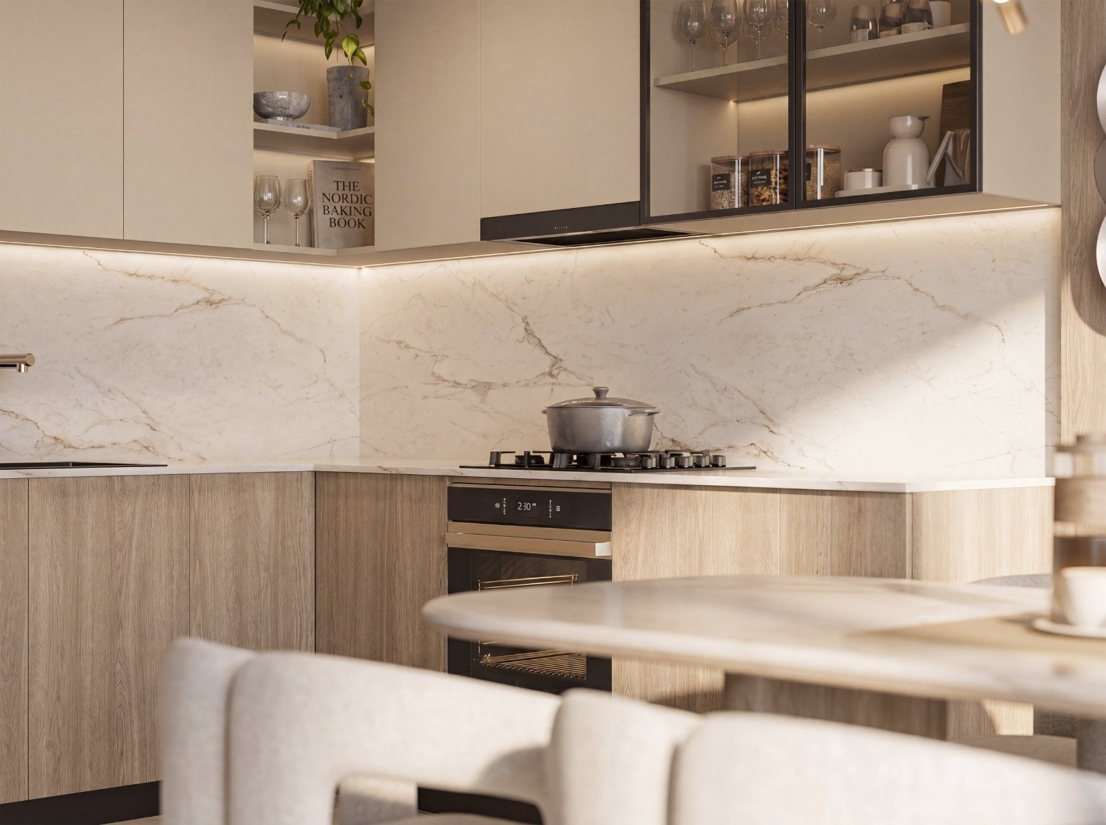 Modern Kitchen Area of 4 bedrooms At Seasons Apartments And Duplexes In Riverside