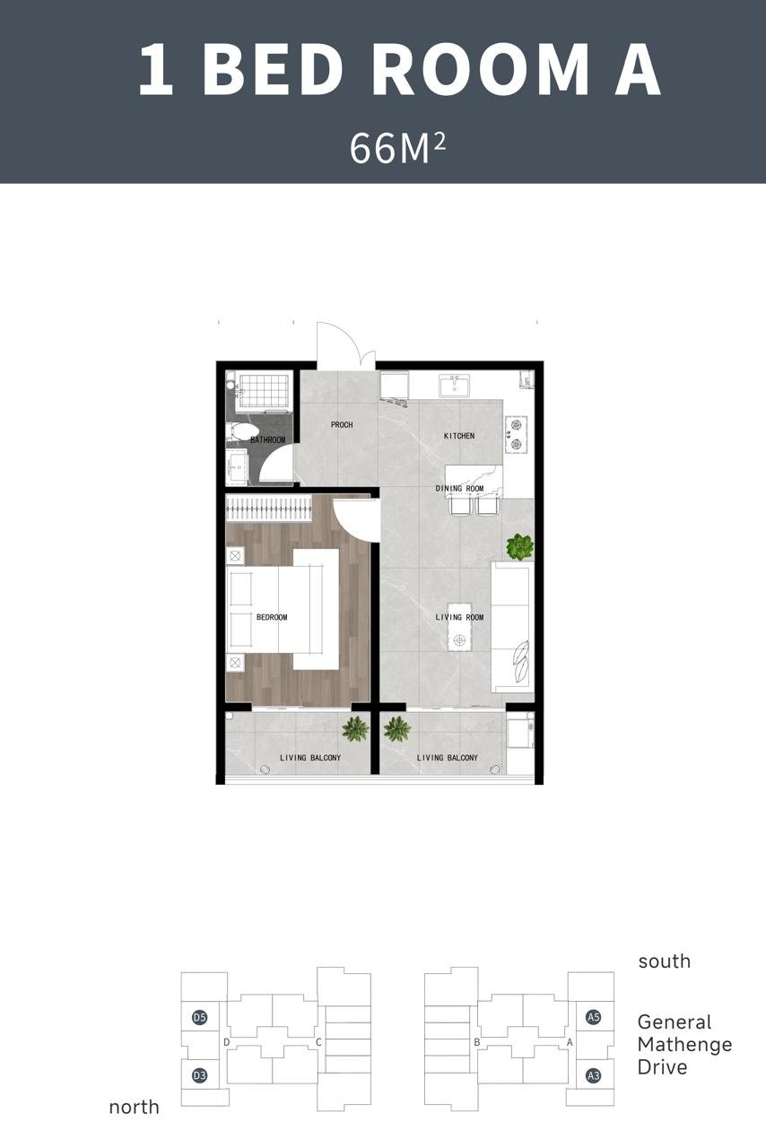 floor plan of 1 Bedrooms At Oak Rise Residency In Westlands
