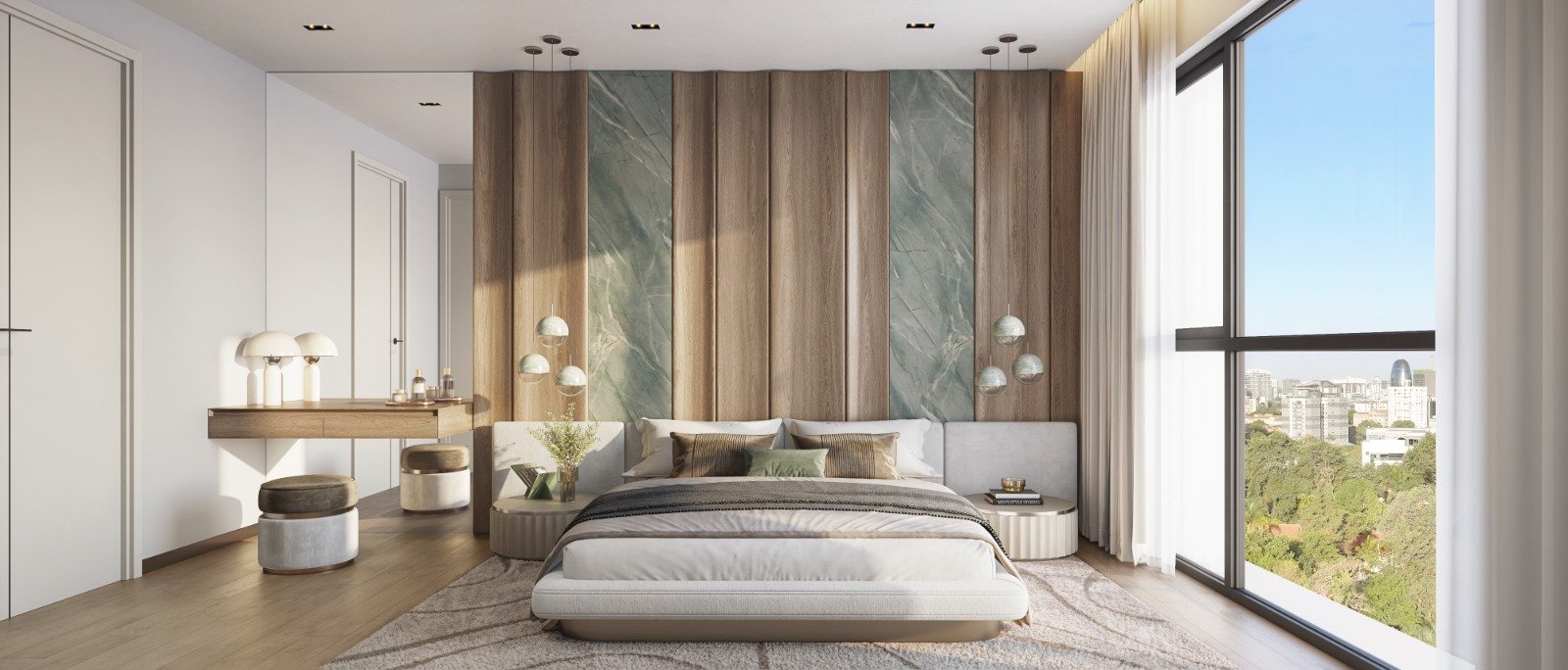 High End Master Bedroom Area of 2 bedrooms At Seasons Apartments And Duplexes In Riverside
