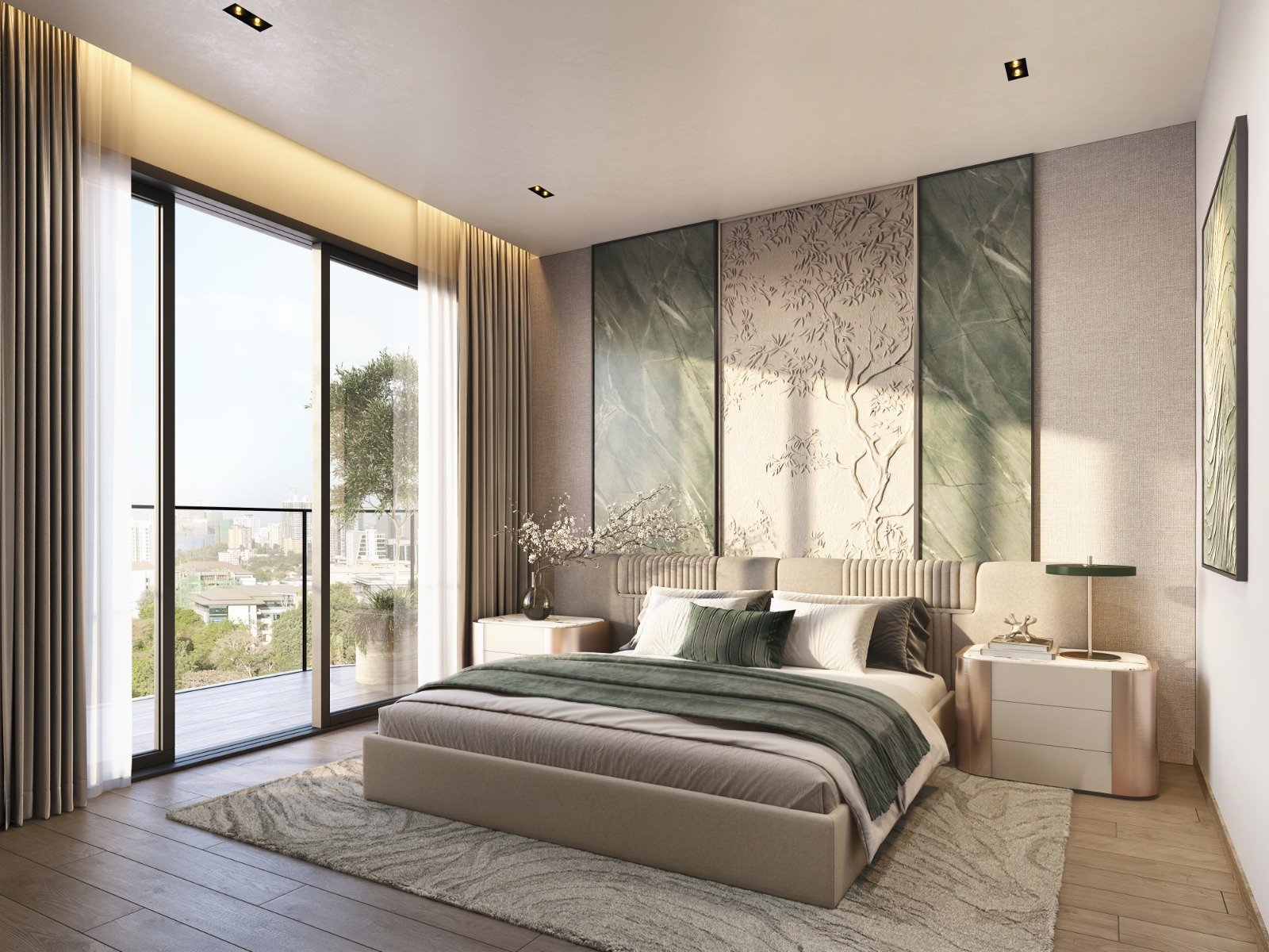 High End Bedroom Area Of 4 bedrooms At Seasons Apartments And Duplexes In Riverside