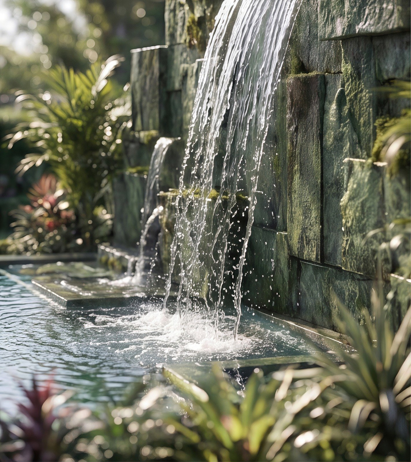 Elegant Water Fountain of 2 bedrooms At Seasons Apartments And Duplexes In Riverside