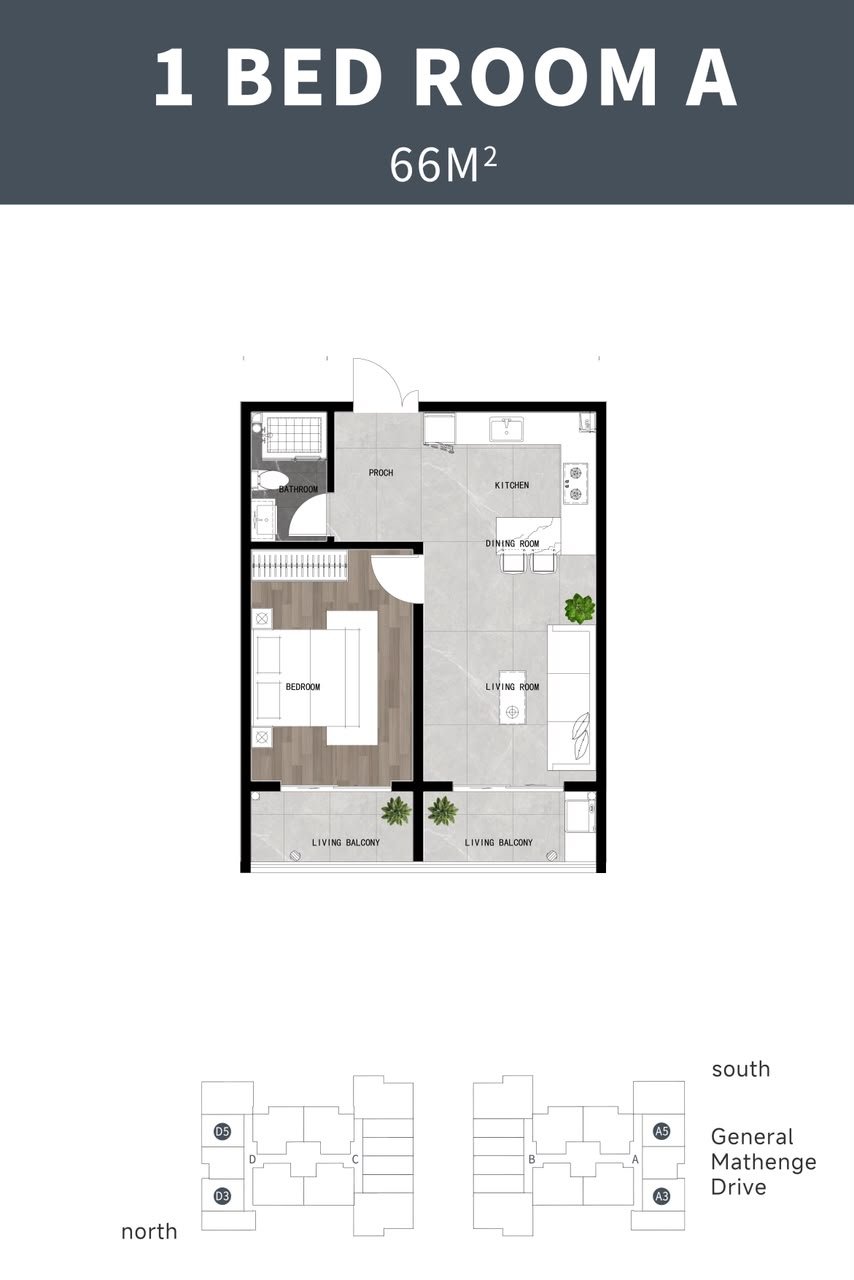 floor plan of 1 Bedrooms At Oak Rise Residency In Westlands