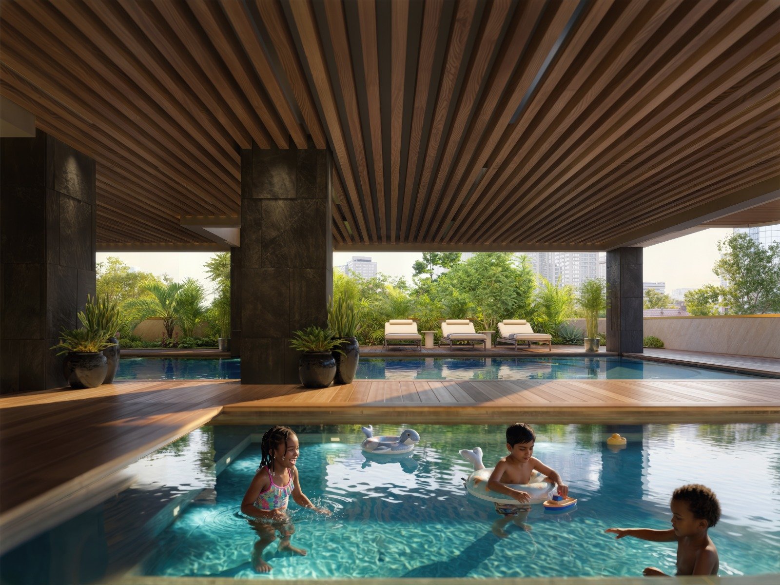 High End Swimming Pool of 4 bedrooms At Seasons Apartments And Duplexes In Riverside