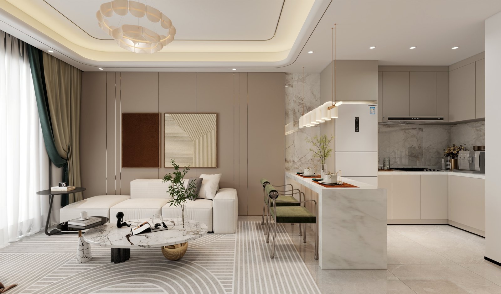 Modern Design Living Room And Kitchen Of 1 bedrooms At Capital Vista Apartments In Kilimani