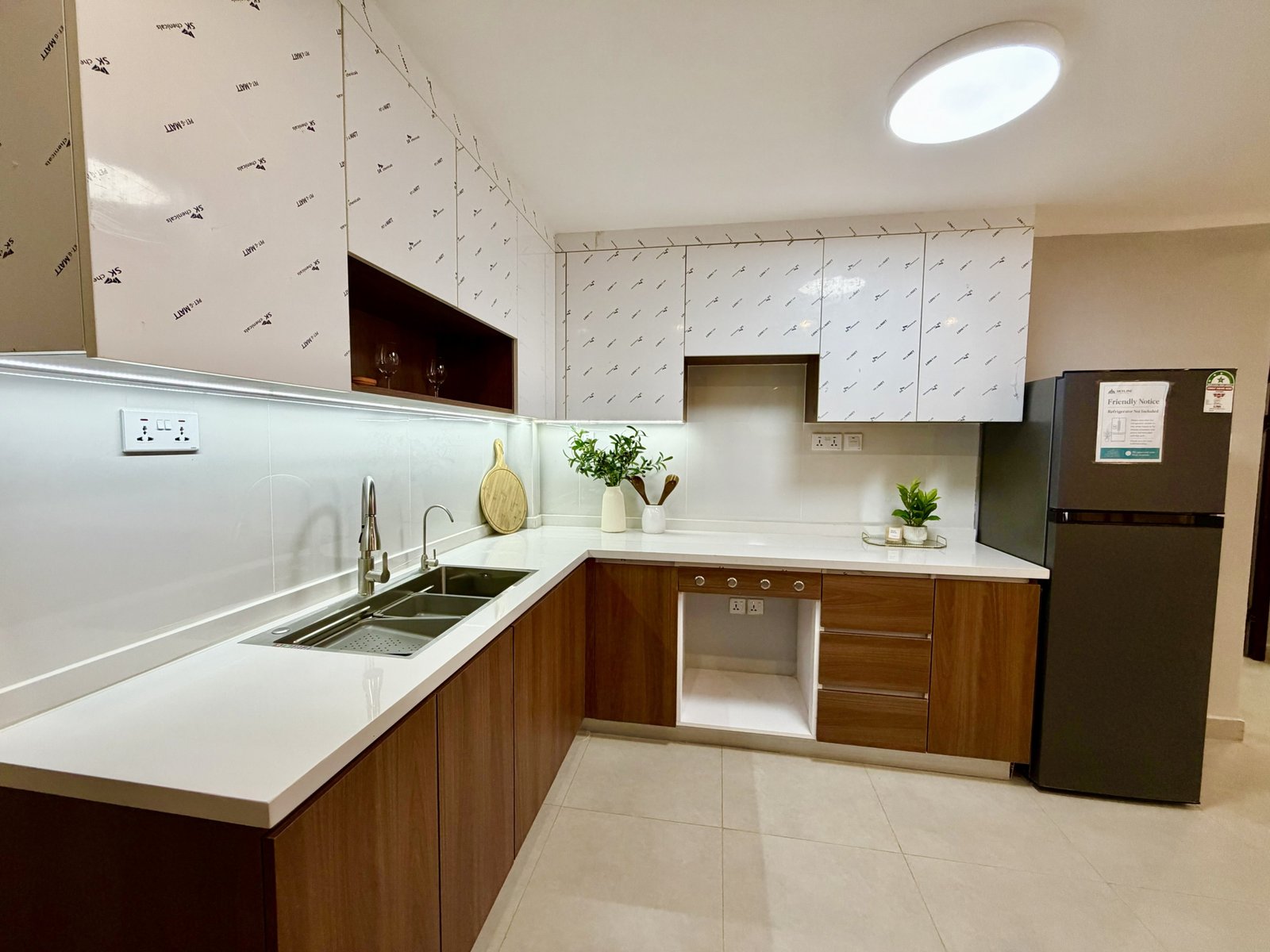 Kitchen area of 2 bedrooms at Emerald Residences In Kilimani close up view