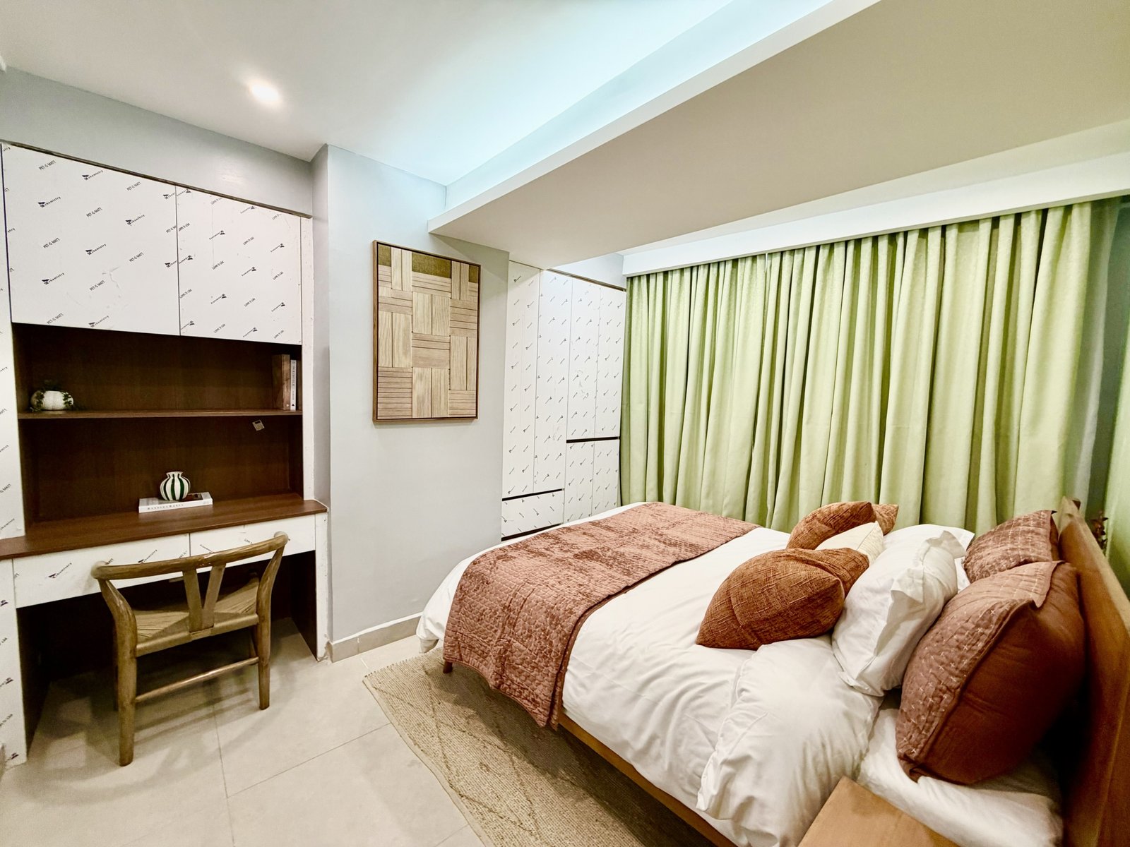 Stylish bedroom area at Emerald Residences In Kilimani