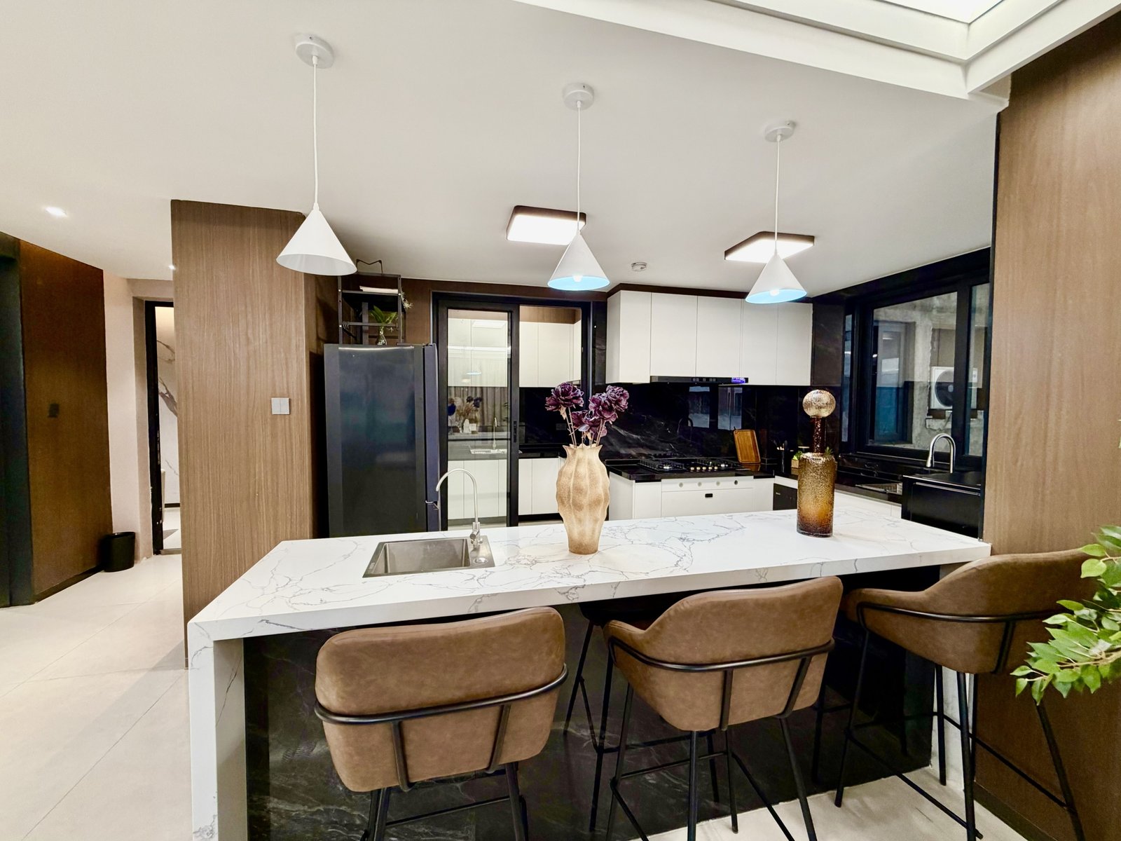 Modern design Kitchen area of 3 Bedrooms At ONLYOU Elgeyo Apartments In Kilimani