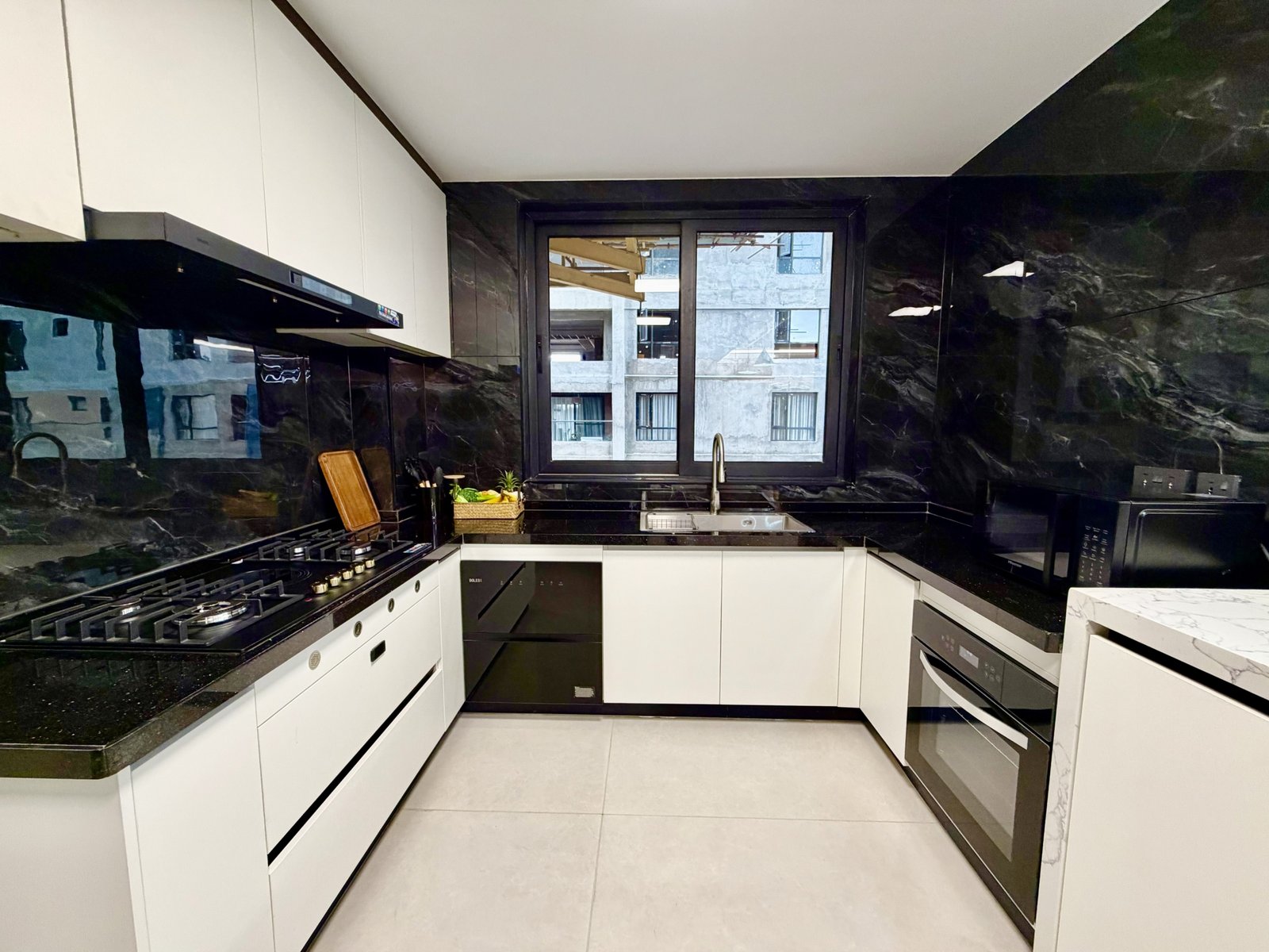 Kitchen area of 3 Bedrooms At ONLYOU Elgeyo Apartments In Kilimani