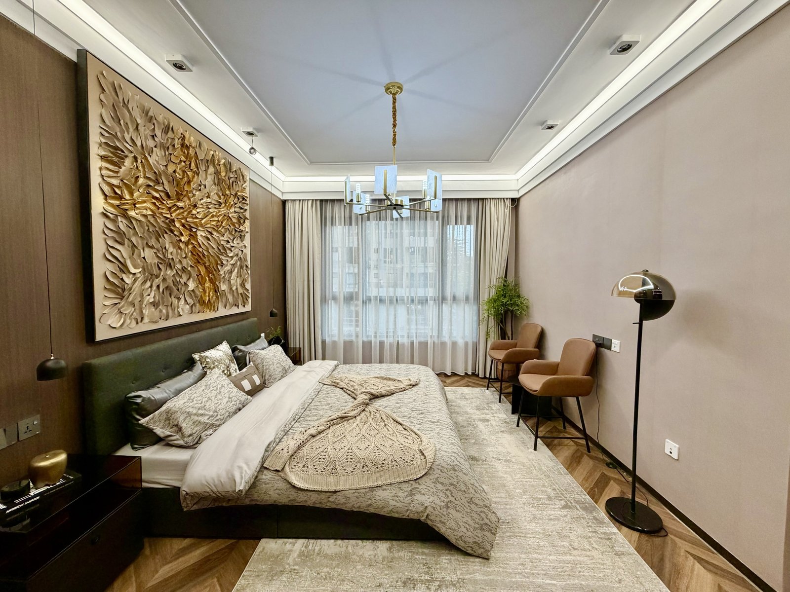 Stylish bedroom area of 3 Bedrooms At ONLYOU Elgeyo Apartments In Kilimani