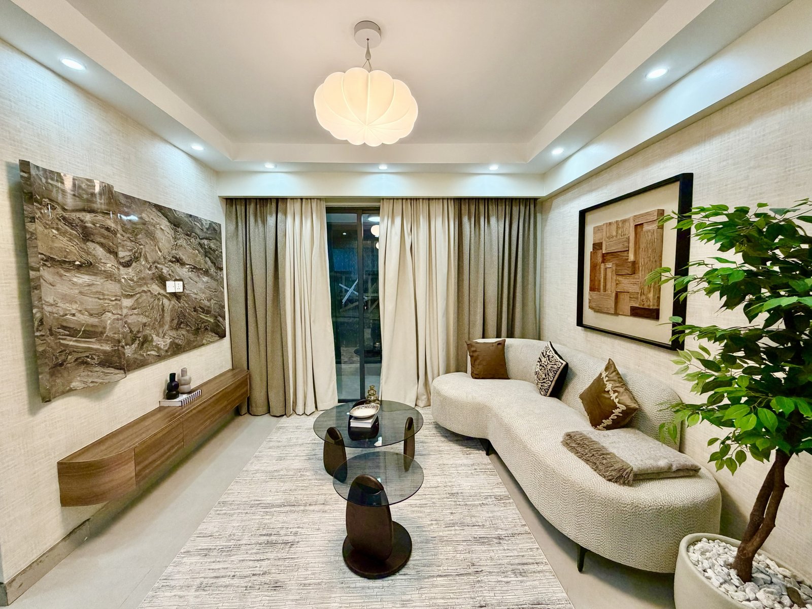 Elegant living room area of 2 bedrooms at Skyline Apartments In Kilimani
