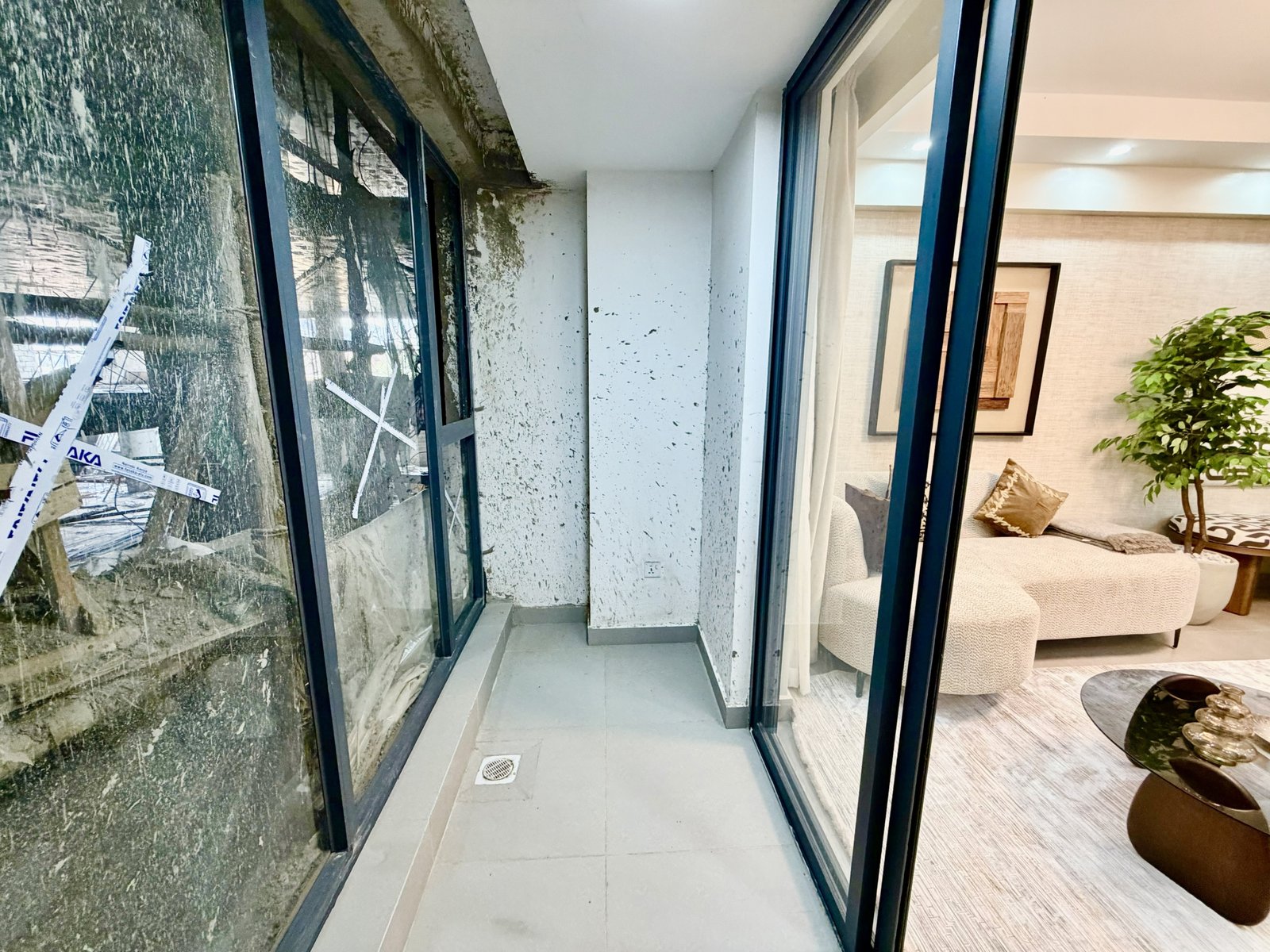 Balcony area of 2 bedrooms at Skyline Apartments In Kilimani