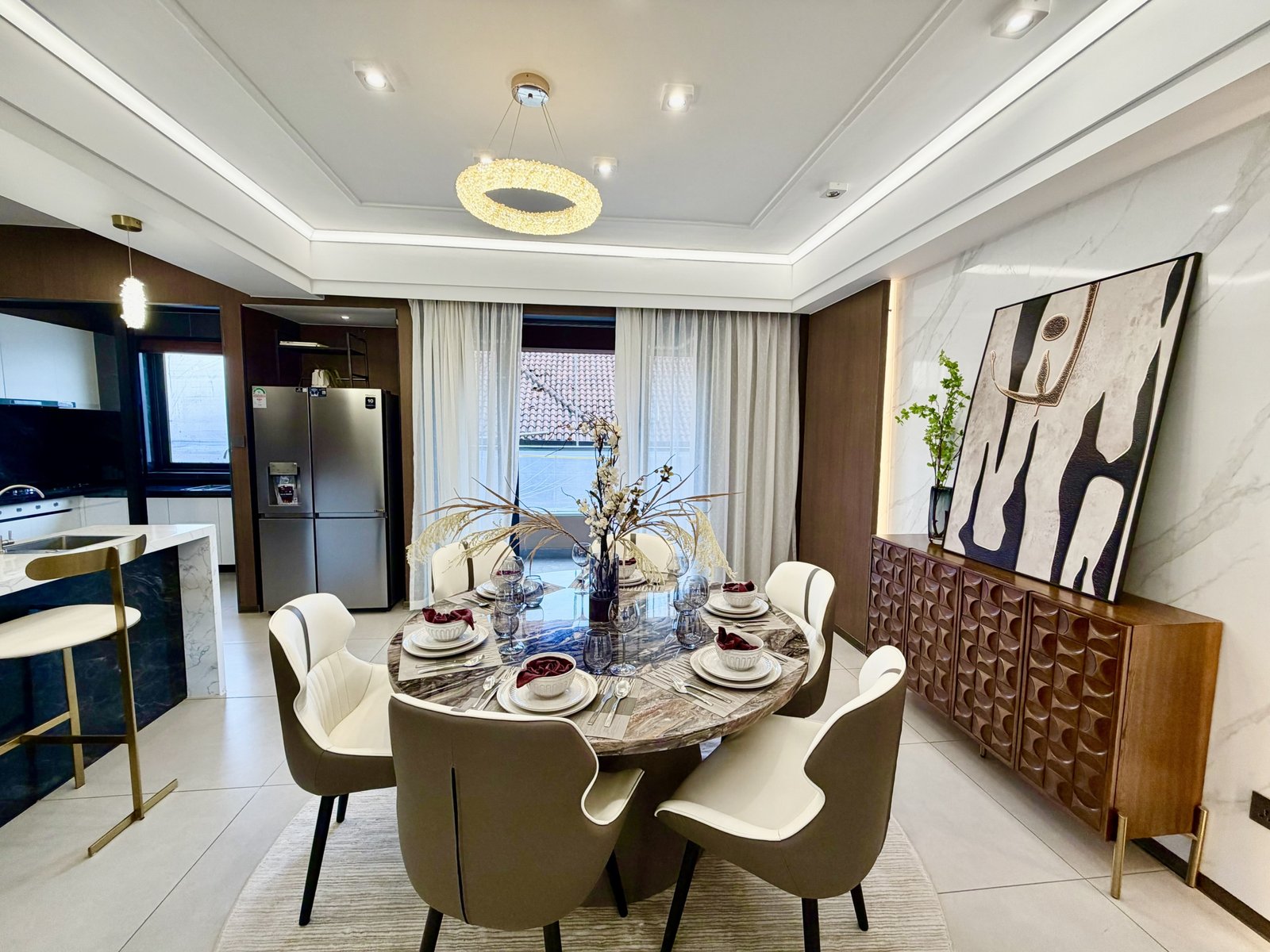 Stylish dining area of 5 bedrooms at ONLYOU Elgeyo Apartments In Kilimani