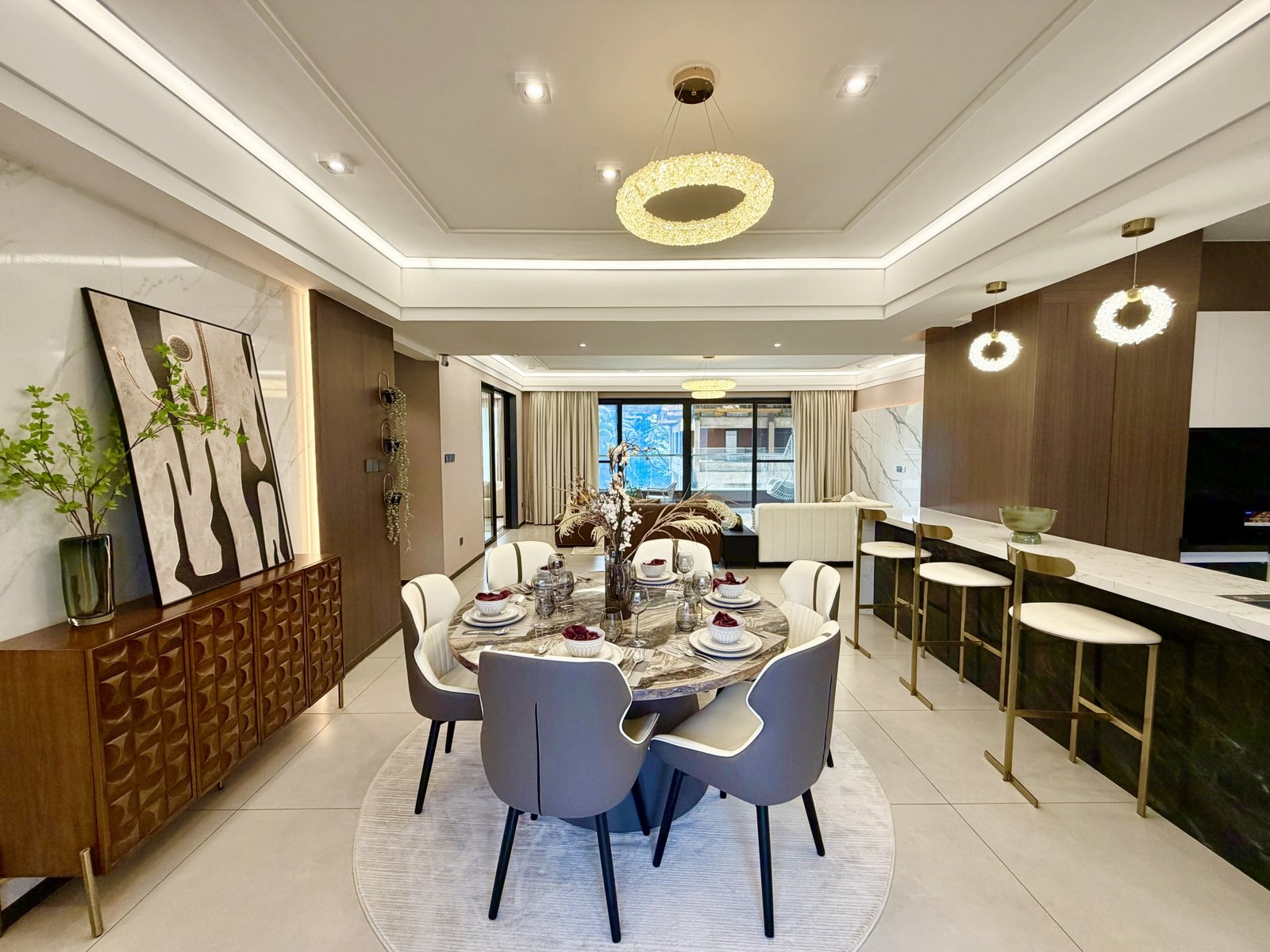 Stylish dining area of 5 bedrooms with elegant design at ONLYOU Elgeyo Apartments In Kilimani