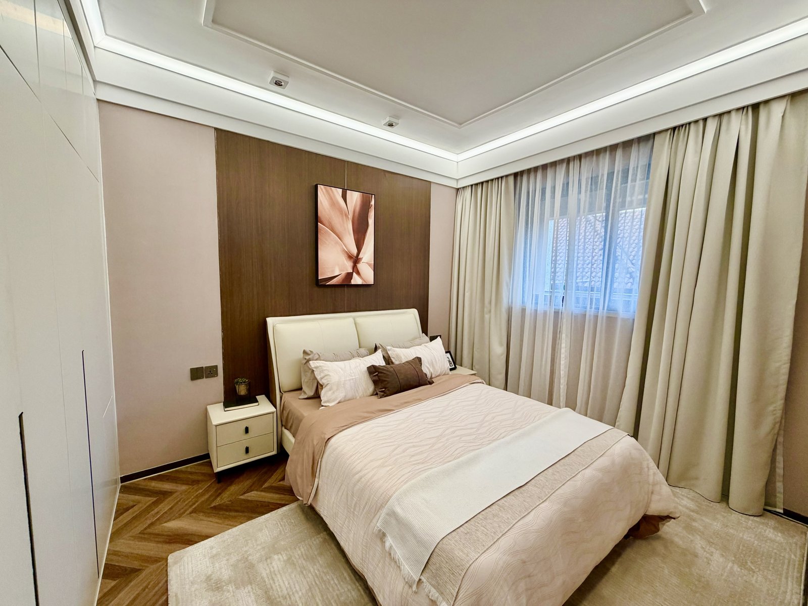 Stylish bedroom area of 5 bedrooms at ONLYOU Elgeyo Apartments In Kilimani