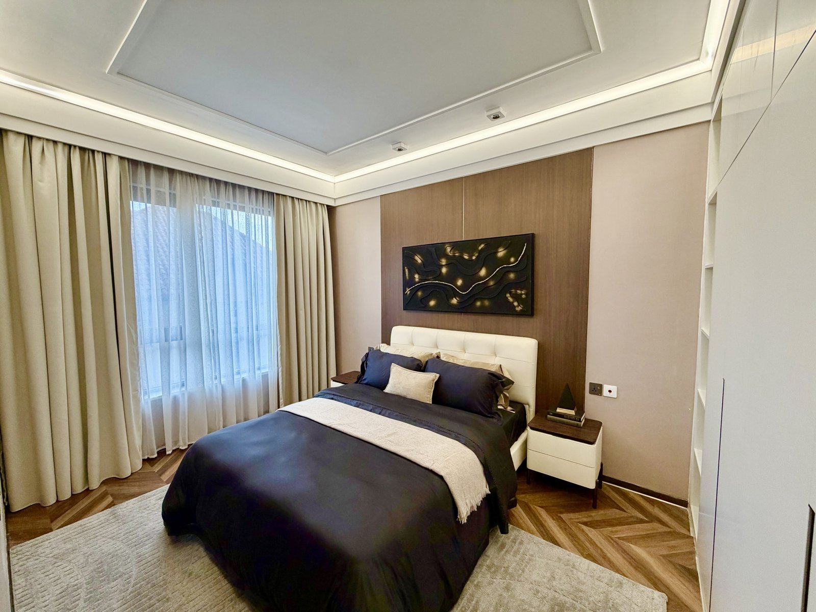 High end bedroom area at ONLYOU Elgeyo Apartments In Kilimani